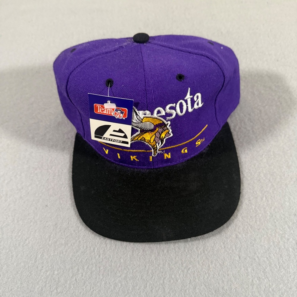 Vintage Minnesota Vikings Hat Eastport Snapback Purple Black NWT NFL Cap
